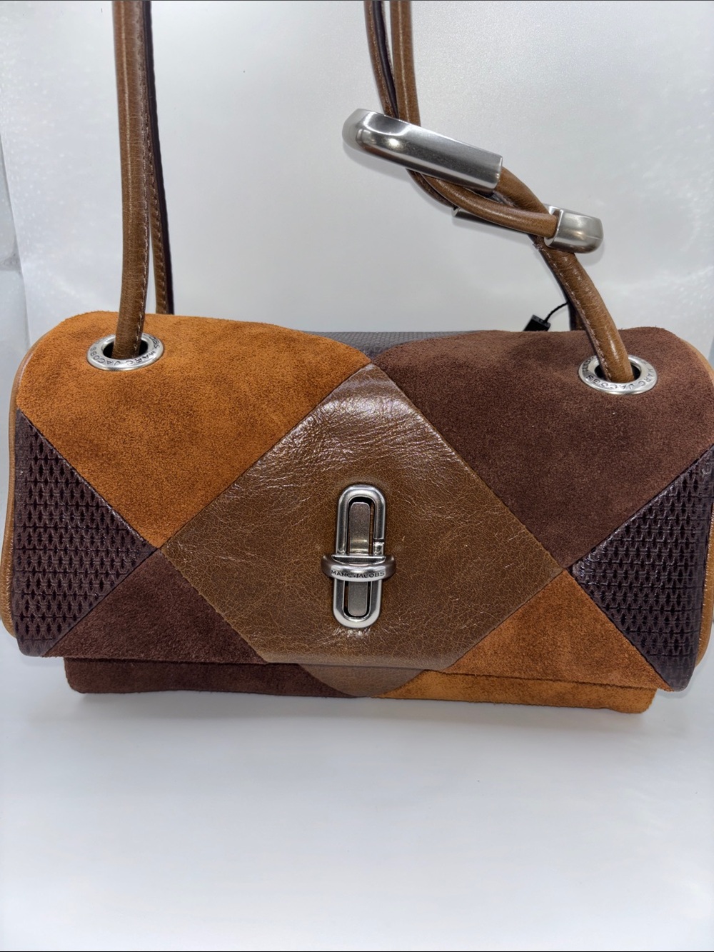 Marc Jacobs The Suede Patchwork Mini Dual Shoulder Bag in brown NWT